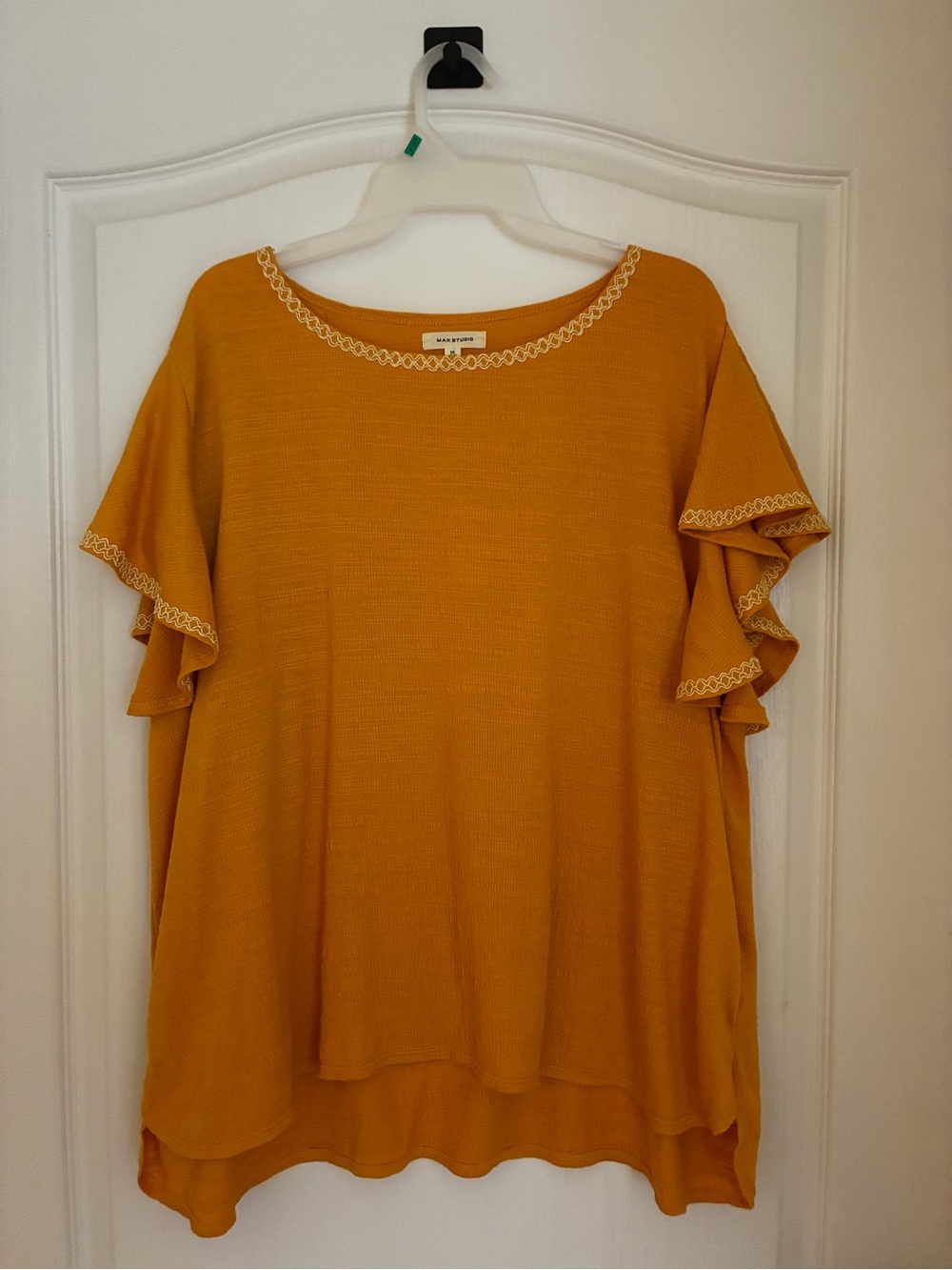 Max Studios Mustard Ruffle Sleeve Women's Top
